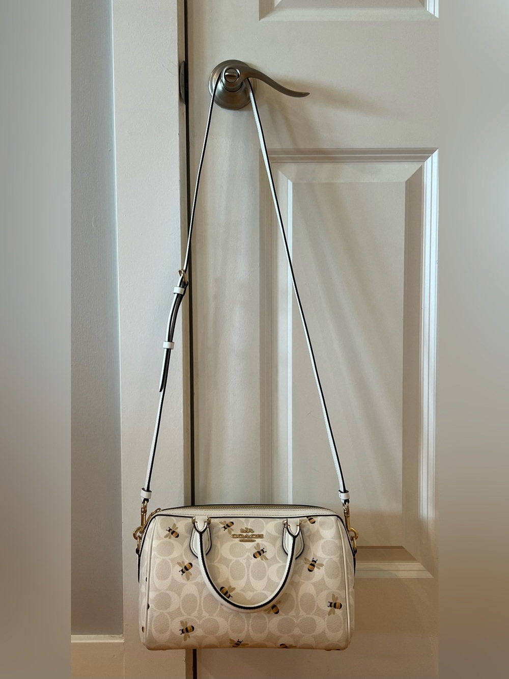 Coach Rowan Satchel Bag in Signature Canvas With Bee Print - Picture 2 of 16